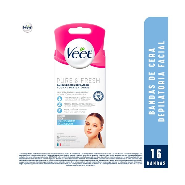 Bandas Depilatorias Facial Veet Piel Sensible 16 uni #1