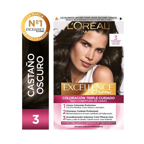 Excellence Kit de Coloración Permanente Creme Tono 3 Castaño Oscuro Profundo