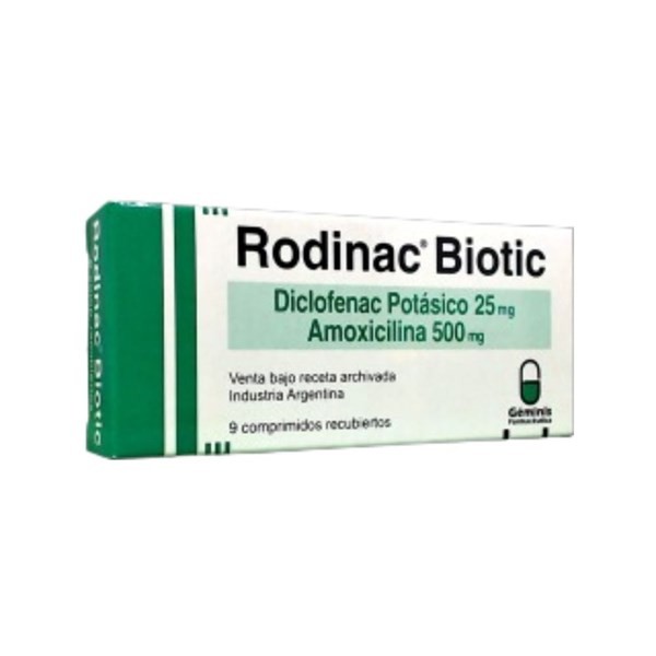 Geminis Farmacia Rodinac Biotic Amoxicilina + Diclofenac x 9 Comp Recubiertos #1