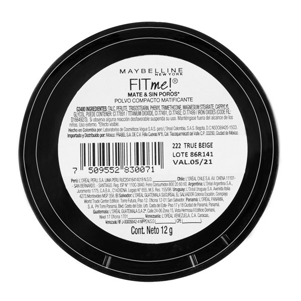 Maybelline Polvo Compacto Matificante Fit Me 12 gr True Beige 222 alt