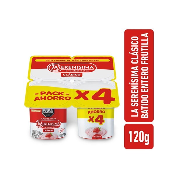 Genérico Yogur Entero Batido La Serenísima De Frutilla Clásico X 4 120 Grs #1