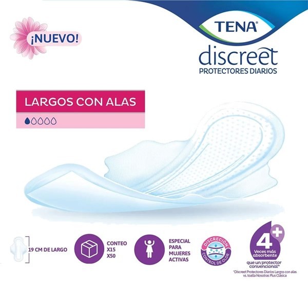 Protector Diario Tena Discreet Largos x 15 un alt