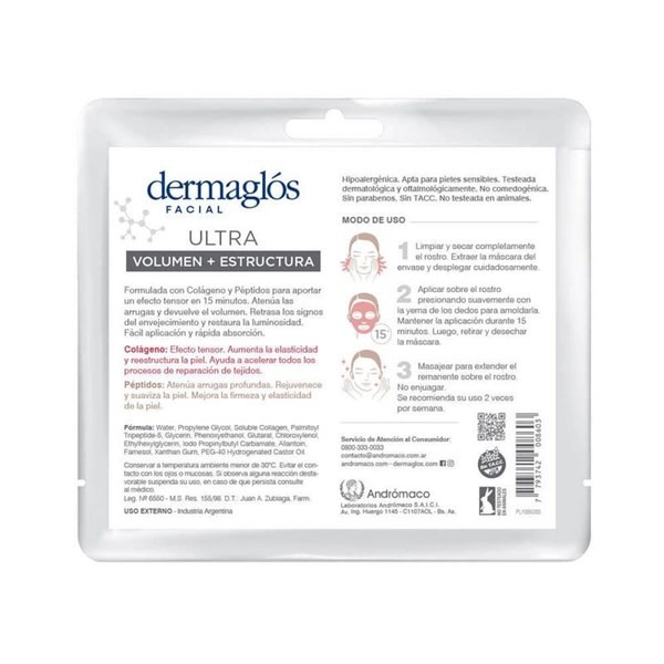 Máscara de Tela Dermaglós Ultra Volumen + Estructura 15ml alt