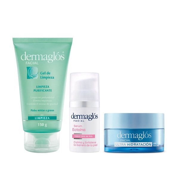 Dermaglos Kit Facial Rutina de Limpieza E Hidratación + Serum Ectoína Tamaño 3 Unid #1