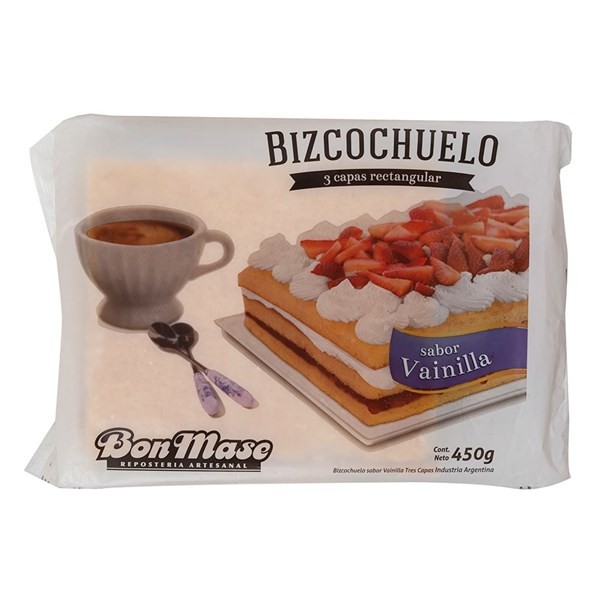 Bon Mase Bizcochuelo Rectangular Sabor Vainilla De 3 Capas 450 G #1