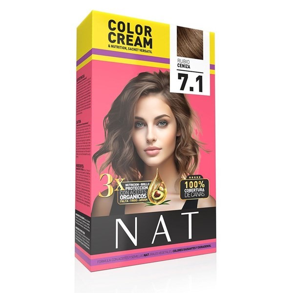 Nat Kit Tintura Color Cream & Nutrition Color 7.1 Rubio Ceniza