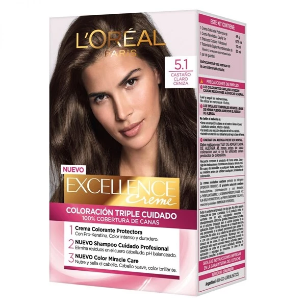 Excellence Kit de Coloracion Castaños 5.1 Castaño Claro Ceniza alt