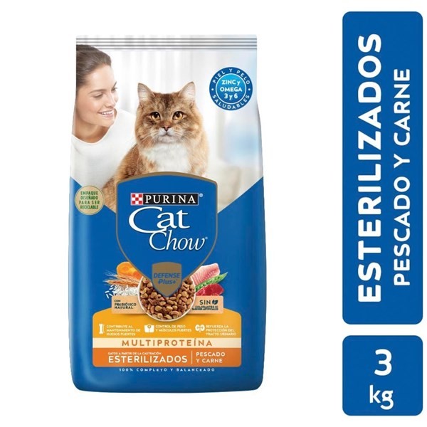 Alimento Gatos Cat Chow Esterilizados Pescado Carne 3k #1