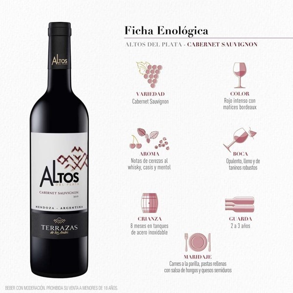 Terrazas Vino Tinto Altos Del Plata Cabernet Sauvignon 750 Cc alt