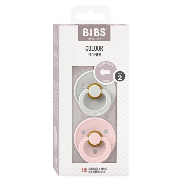 Bibs Chupete Tetina Redonda Gris & Rosa Talle 2 | 2 Unidades 