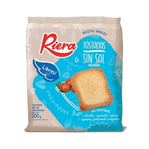 Tostadas  Sin Sal Libres Riera 18 x 200 g #1