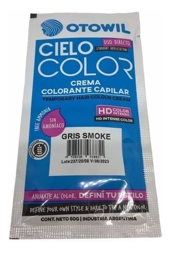 Otowil Cielo Color Crema Colorante Capilar x 6 Sobres Gris
