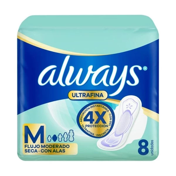 Toallas Femeninas Always Ultrafinas Seca x 8 un