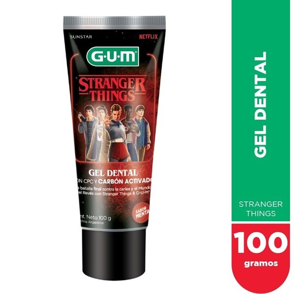 Gel Dental Gum Stranger Things Con CPC y Carbón Activado x 100 Gr