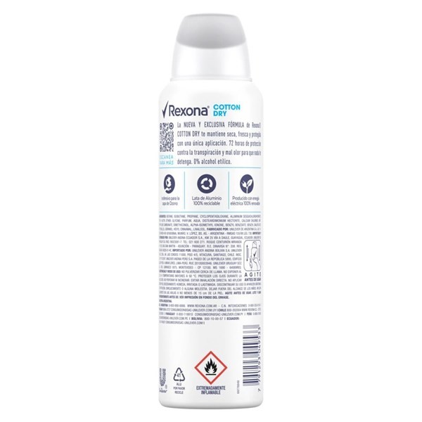 Desodorante Rexona Antitranspirante Cotton Dry x 150 ml alt