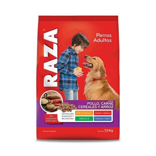 Alimento Para Perros Raza 1.5 Kg. Adultos Pollo, Carne, Cereales Y Arroz #1