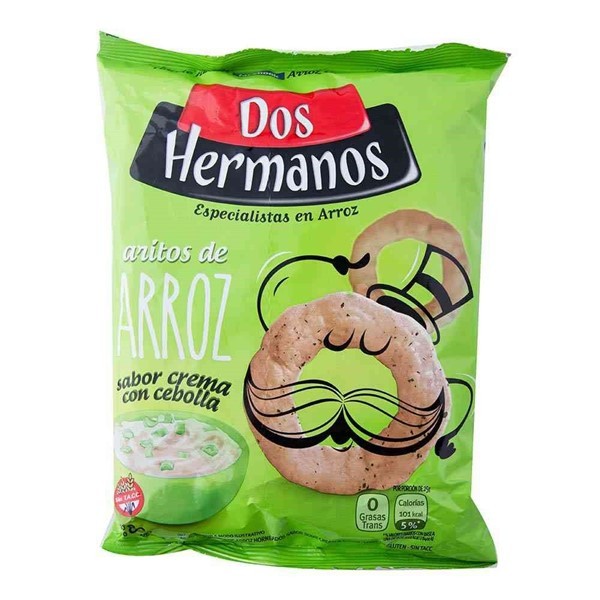 Aritos De Arrroz Dos Hermanos Crema Con Cebolla 80 Gr