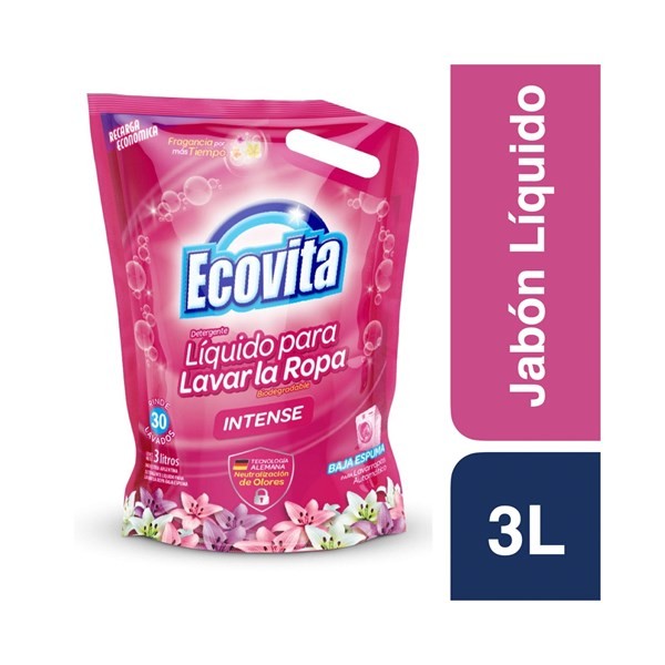 Jabón Líquido Para Ropa Ecovita Intense Doypack 3 l.