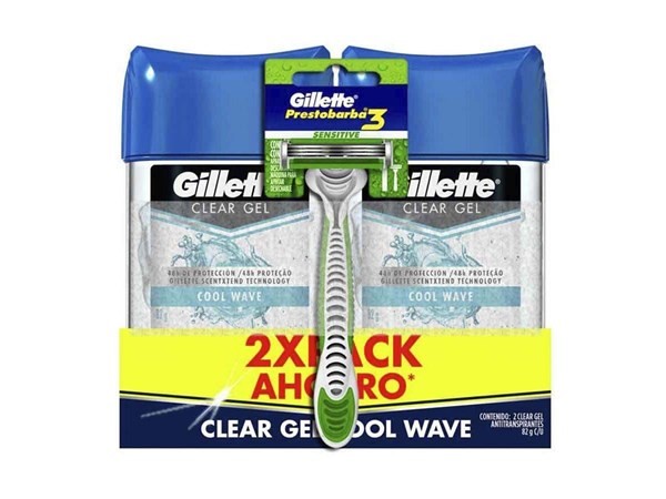 Desodorante en Gel GILLETTE Cool Wave | 2 Unidades 82 gr + Prestobarba 3 #1