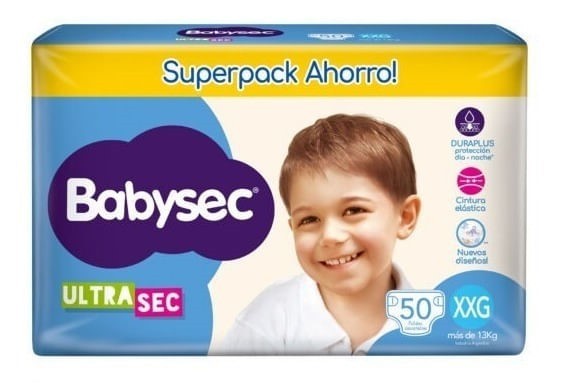 Babysec Ultra Sec Hiper Pack Pañales Xxg 50 Unidades
