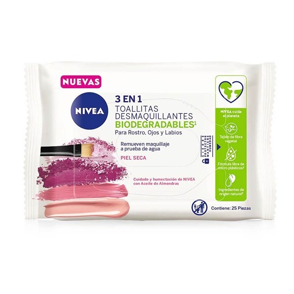 Nivea Toallitas Desmaquillantes 3 En 1 Para Piel Seca 25 Unidades alt