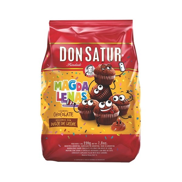 Magdalenas Chocolate Con Dulce De Leche Don Satur 220 Gr #1