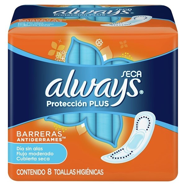 Always Toallitas Femeninas Secas Protección Plus Sin Alas (8 Unidades) alt