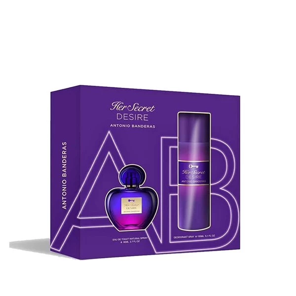 Kit Antonio Banderas Her Secret Desire 1 EDT x 80 ML + 1 Desodorante x 150 ML