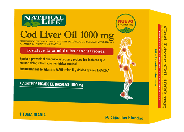 Natural Life Cod Liver Oil Articulaciones Y Colesterol 60 cápsulas Unico