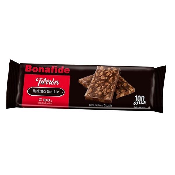 Turrón Chocolate Con Mani Bonafide X100 Gr