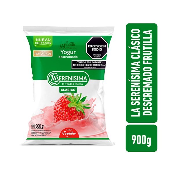 Yogur Bebible Descremado La Serenísima Sabor Frutilla En Sachet 900 Cc. #1