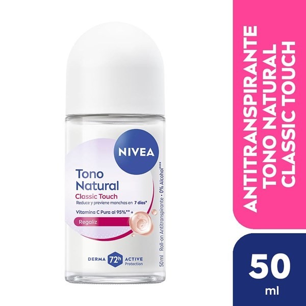Nivea Desodorante Roll On Antitranspirante Tono Natural Classic Touch Fem 50 ml alt