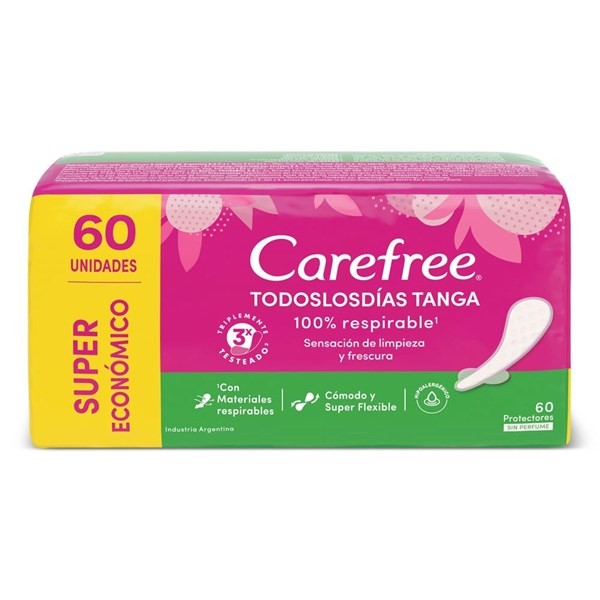 Protectores Diarios Carefree Tanga Sin Perfume x 60 un alt