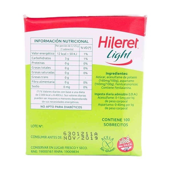Endulzante Hileret Light 100 Sobrecitos alt