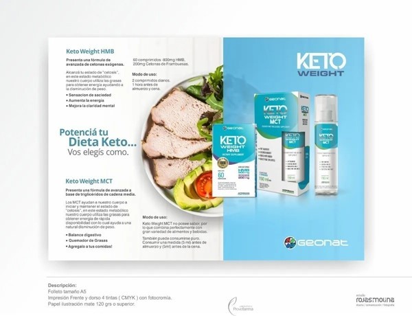 Geonat Suplemento Keto Weight Hmb Dietario Disminución Peso 60 comp Unico alt