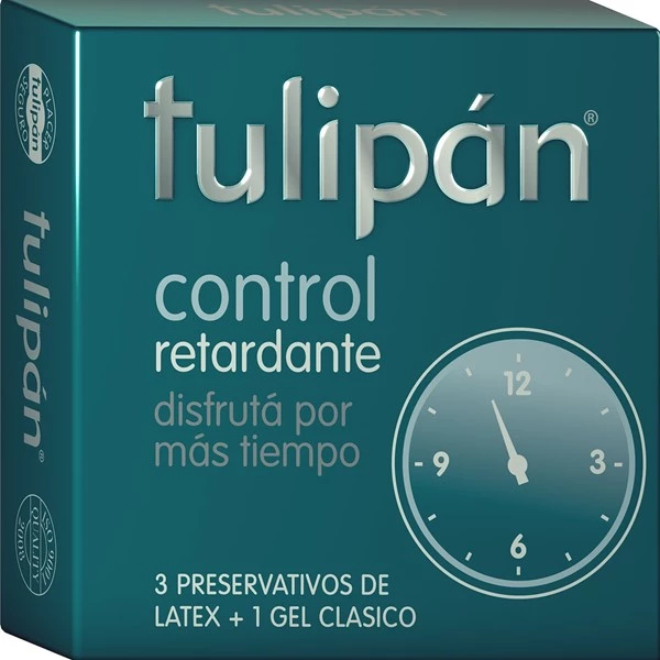 Tulipán Preservativo de Látex Control Retardante  x 3 un