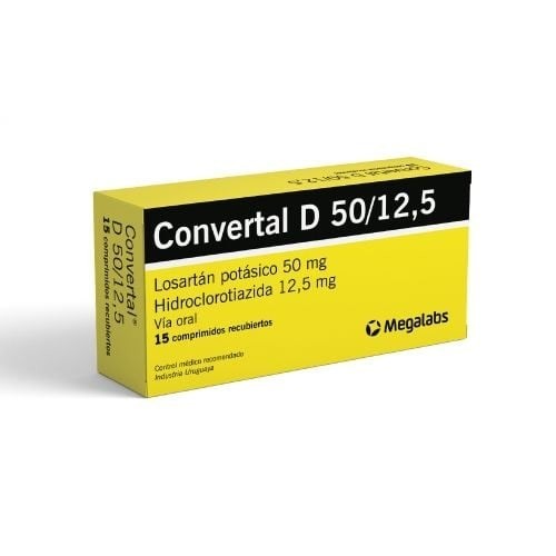 Convertal D 50+12.5mg | 15 Comprimidos | Losartán + Hidroclorotiazida #1