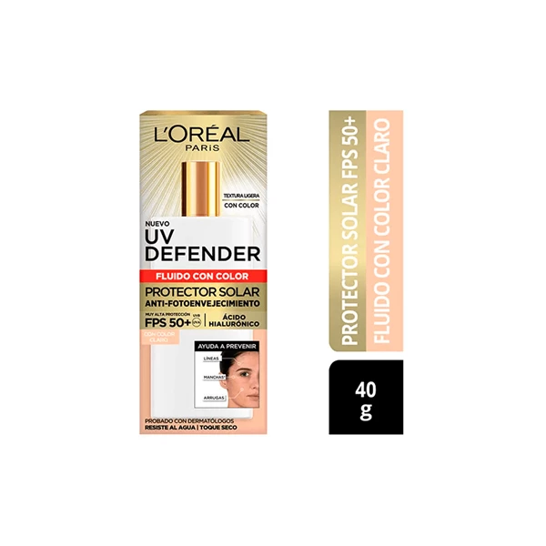 Loreal Paris Protector Solar L'oreal Uv Defender Fps 50 fluido Tono Claro x 40 gr