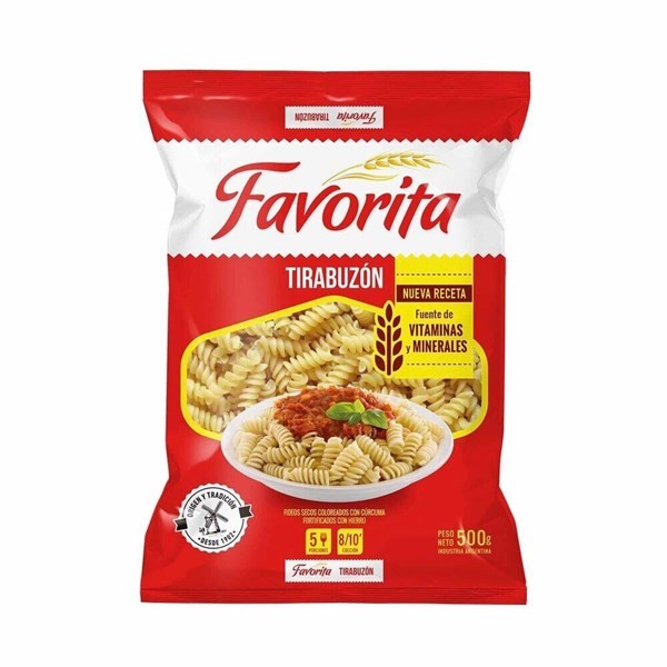 Fideos Tirabuzones Favorita Fortificado 500 G. #1