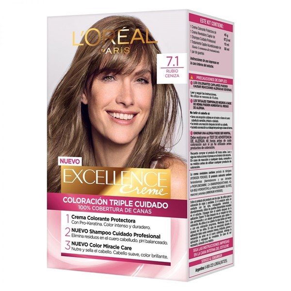 Excellence Kit Coloracion 7.1 Rubio Ceniza alt