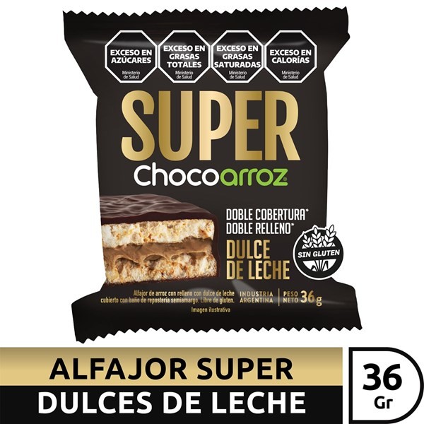 Alfajor Super Dulce de Leche x 36 grs Chocoarroz