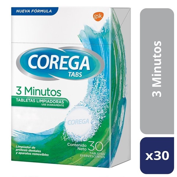 Corega Tableta Limpiadora Tabs 3 min 4 en 1 (30 Unidades) alt