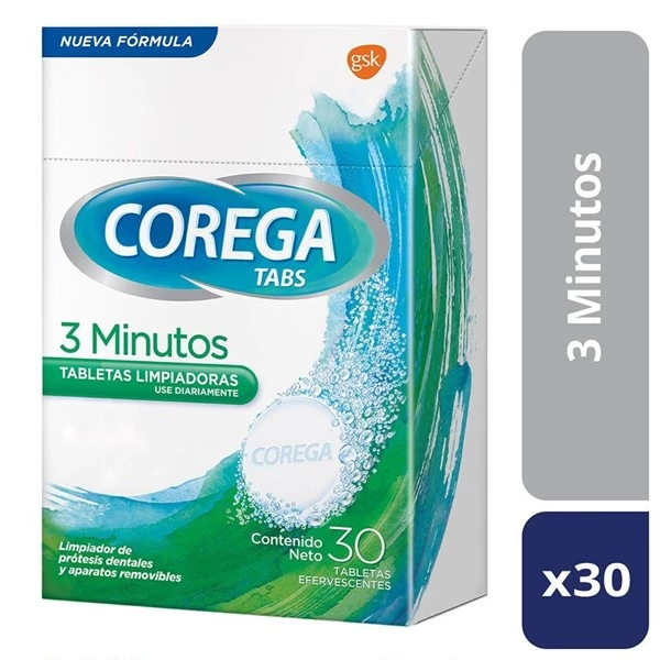 Corega Tableta Limpiadora Tabs 3 min 4 en 1 (30 Unidades) alt