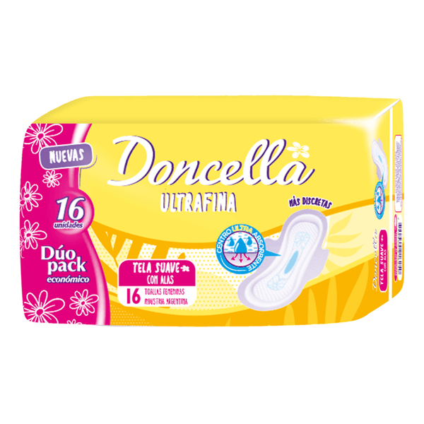Doncella Toallas Femeninas Ultrafinas Duopack Suave x16u