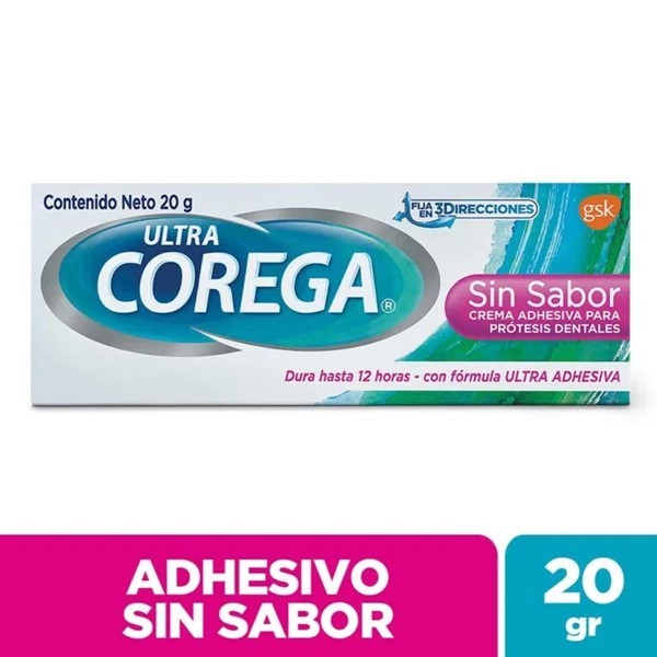 Corega Adhesivo Para Prótesis Dentales Ultra Crema Sin Sabor 20 gr