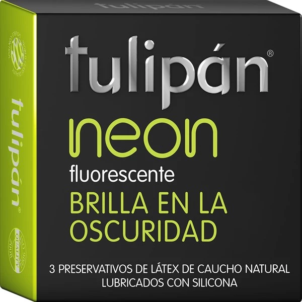 Tulipán Preservativo de Látex Neón Flourescente x 3 un