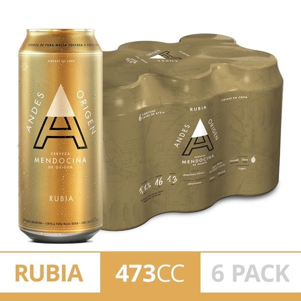 Cerveza Andes Origen Rubia 473cc Six Pack
