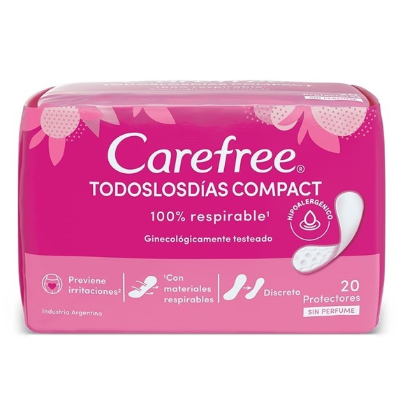 Toallitas Higienicas Carefree Compact Sin Perfume Pro Dia X 20 Unidades #1