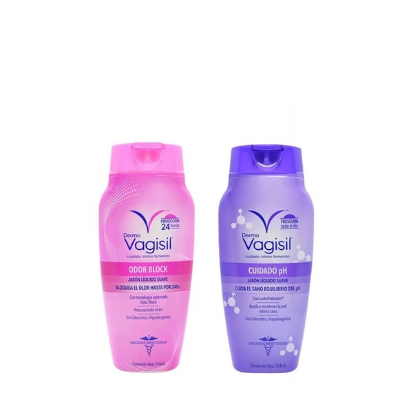 Dermo Vagisil Jabones Líquidos Dermovagisil Odor Block x 354 ml + Cuidado Ph x 354 ml + Desodorante Íntimo Odor Block x 75 ml de Regalo