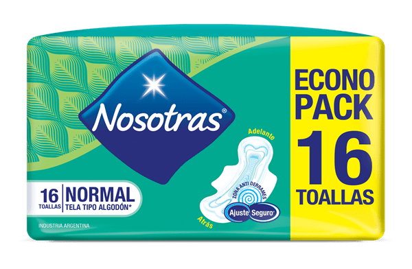 Toallitas Femeninas Nosotras Normal Tipo Algodón C/alas 16 u | Unico #1